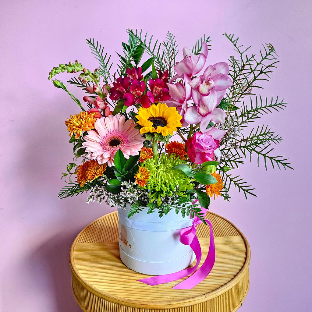 Midi | Hat Box Arrangement - Mini Petals Florist